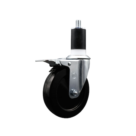 Service Caster 5'' SS Hard Rubber Swivel 1-1/2'' Expand Stem Caster Total Lock Brake SCC-SSEXTTL20S514-HRS-112
